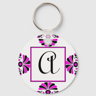 Porte-clés Ornate Pink Monogram Letter A Keychain