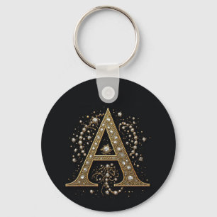 Porte-clés Orné Lettre A Or En Luxe Monogramme Vintage
