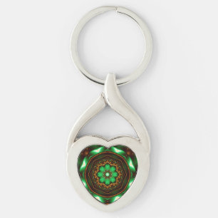 Porte-clés Ornement fractal vert