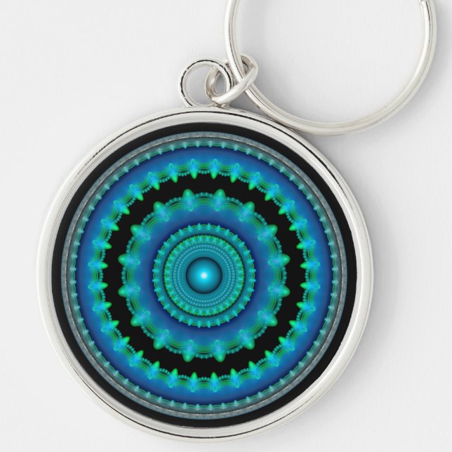 Porte-clés Ornement rond luminescent bleu (Devant)