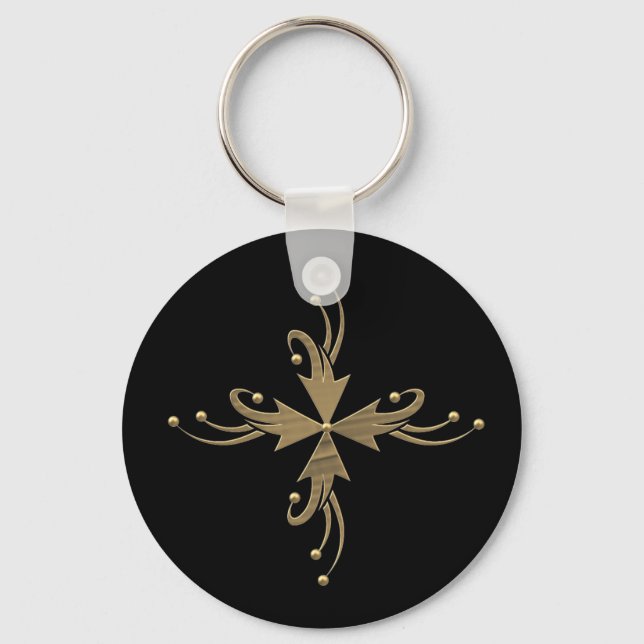 Porte-clés Ornements dorés sur fond noir (Recto)