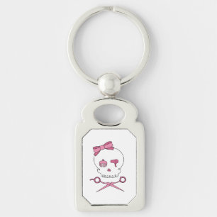 Porte-clés Os croisés accessoires de crâne et de ciseaux de