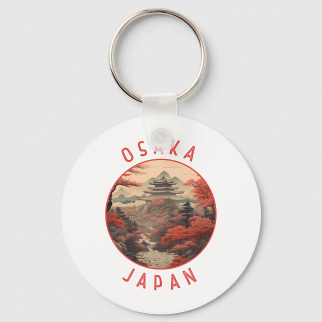 Porte-clés Osaka Japan Retro Cercle en détresse (Recto)