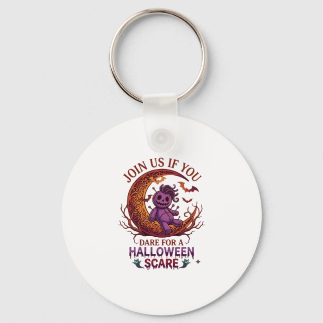 Porte-clés Osez Halloween Épouvante Violet Poupée Vaudou Croi (Recto)