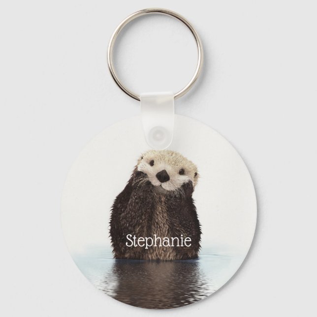 Porte-clés Otter Cute personnalisée dans l'eau (Recto)