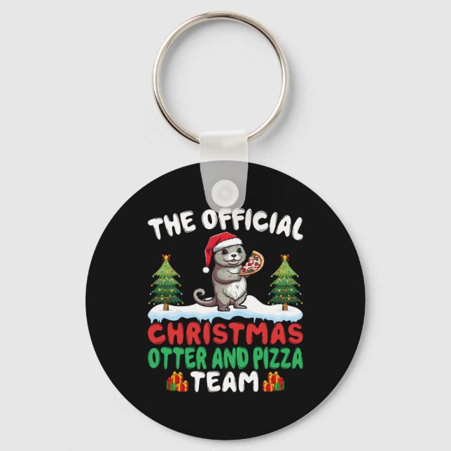 Porte-clés Otter Eating Zza Santa Hat Xmas Light Christmas  (Recto)