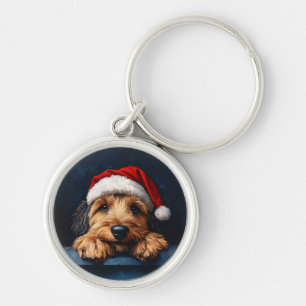 Porte-clés Otterhound Dans Un Chapeau De Père Noël