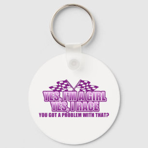 Porte-clés Oui, je suis une fille Oui, je suis en course....