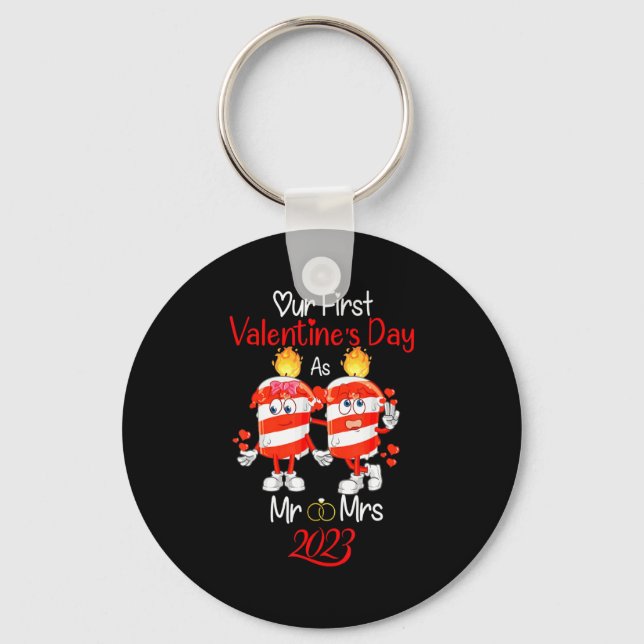 Porte-clés Our First Valentines Day As Mr And Mrs Engaged Cou (Recto)