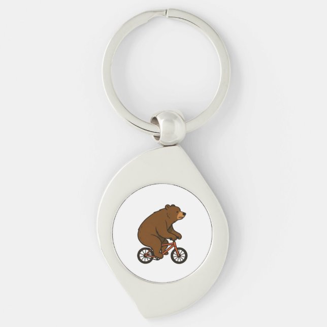 Porte-clés Ours à vélo – Vibrations de folie (Devant)