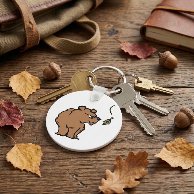 Porte-clés Ours Brown avec chute de la feuille d'automne joli (Créateur téléchargé)