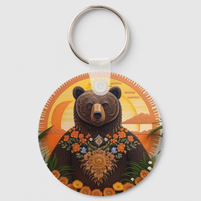 Porte-clés Ours brun majestueux  (Recto)