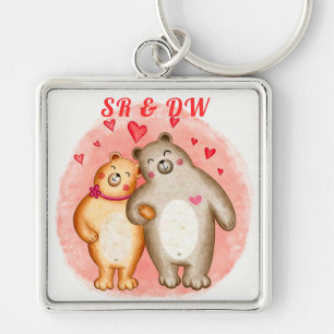 Porte-clés Ours d'amour mignonnes monogrammes