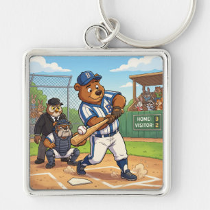 Porte-clés Ours de dessin animé jouant au baseball