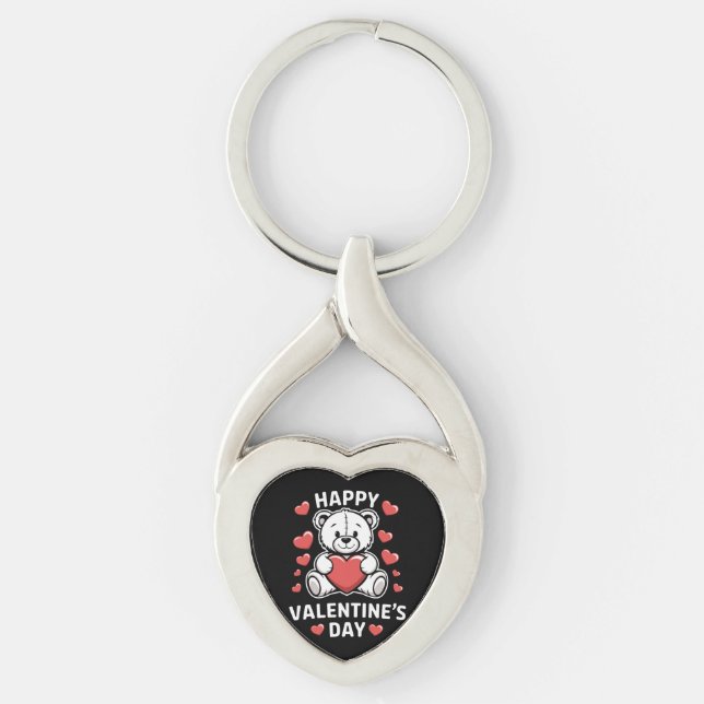 Porte-clés Ours de la Saint-Valentin Joyeuse Saint-Valentin  (Devant)