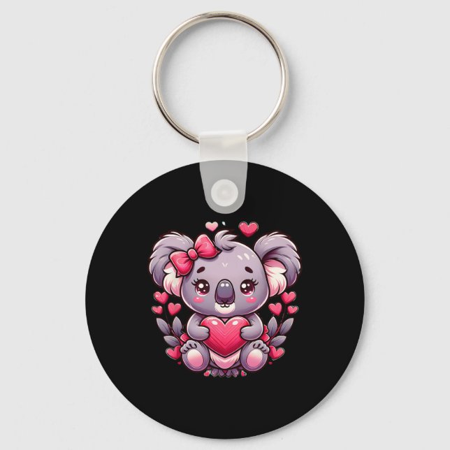 Porte-clés Ours de la Saint-Valentin Koala Cœurs  (Recto)
