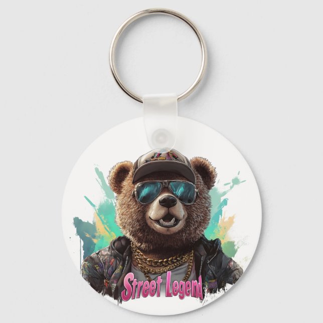 Porte-clés Ours de légende de rue - Graphisme cool (Recto)