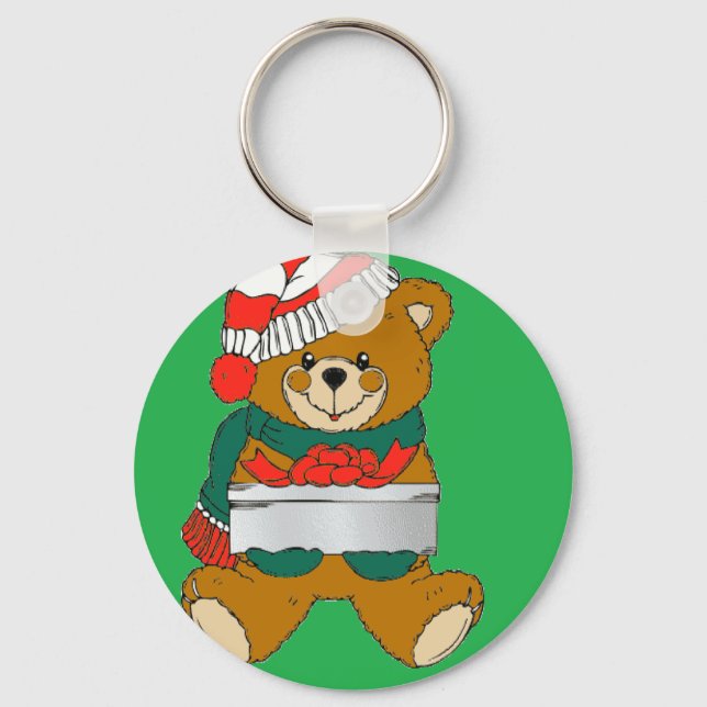 Porte-clés Ours de Noël avec boîte cadeau (Recto)