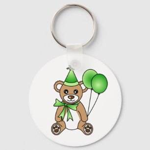 Porte-clés Ours de nounours mignon d'anniversaire - vert
