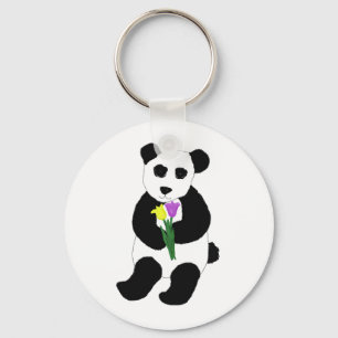 Porte-clés Ours de panda avec tulipes