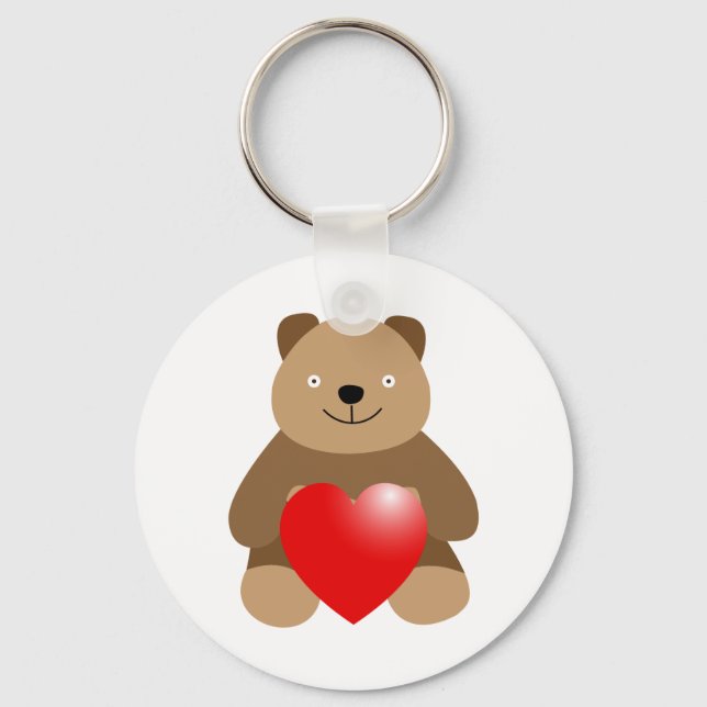 Porte-clés Ours drôle au coeur (Recto)