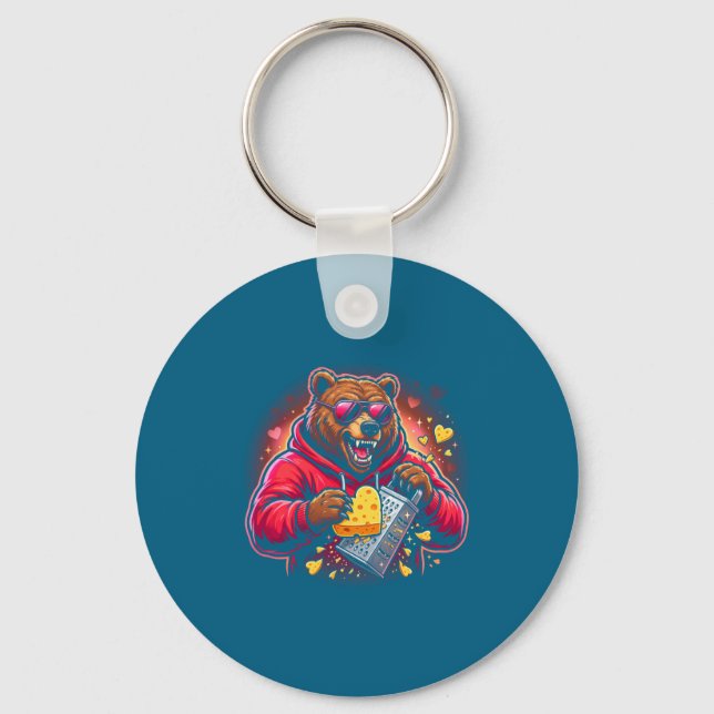 Porte-clés Ours Drôle Avec Chapeau Râpe À Fromage Saint-Valen (Recto)