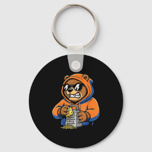 Porte-clés Ours Drôle Grattant Tee au Fromage Graphique Pour