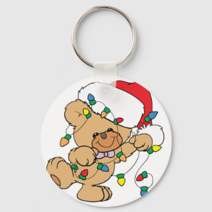 Porte-clés Ours en peluche aux lumières de Noël