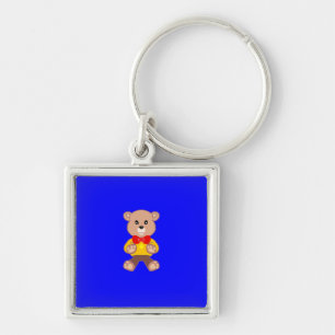 Porte-clés Ours en peluche mignon sur bleu