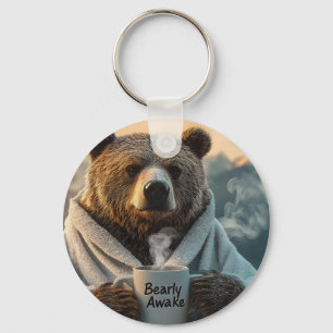 Porte-clés Ours en robe tenant de la Mug de café
