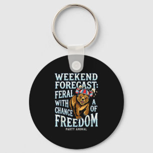 Porte-clés Ours grizzly drôle patriotique été liberté rétro