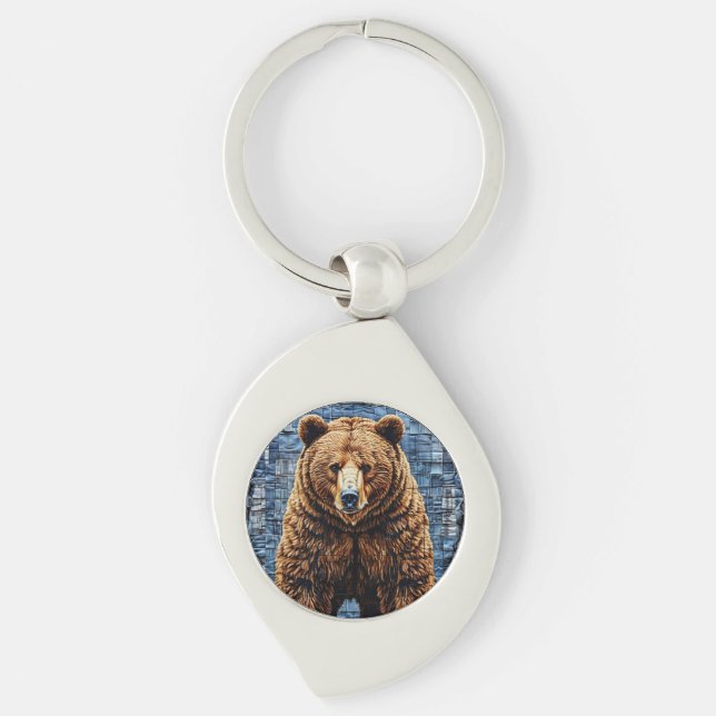 Porte-clés 🐻 Ours Grizzly Nature Sauvage Accessoire de Faune (Devant)