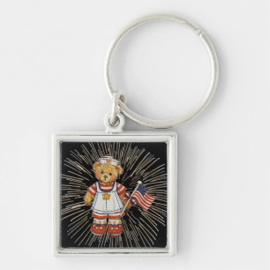 Porte-clés Ours infirmière vintage avec feux d'artifice blanc