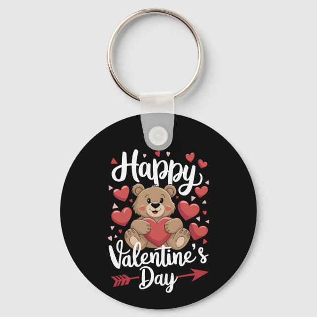 Porte-clés Ours Joyeuse Saint Valentin Cœur Jolies Couples (Recto)