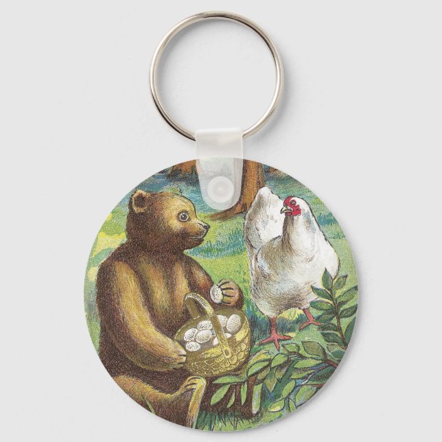 Porte-clés Ours met les oeufs de Hen dans le panier Pâques Vi (Recto)