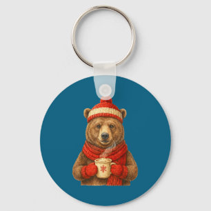 Porte-clés Ours mignon avec chapeau de Père Noël amateur de c