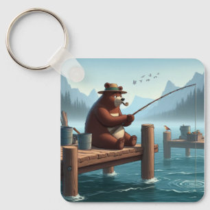 Porte-clés Ours montagnard rustique et vintage pour l'extérie