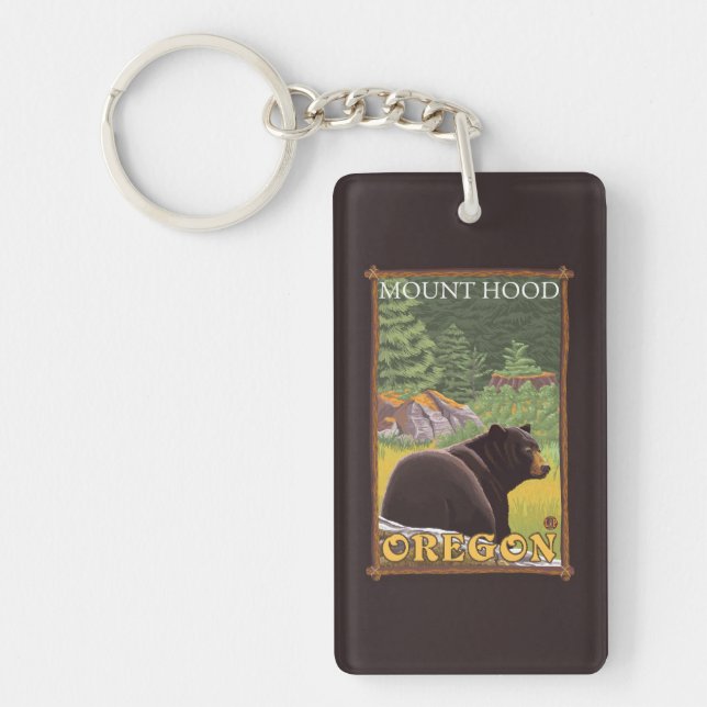 Porte-clés Ours noir dans la forêt - capot de bâti, Orégon (Devant)