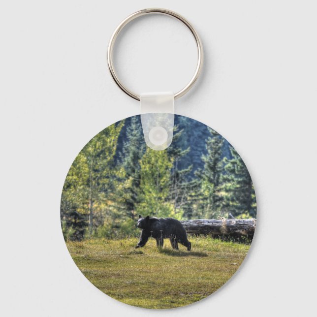 Porte-clés Ours Noir Traversant Un Pâturage De Ranch (Recto)
