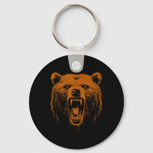 Porte-clés Ours orange colère grizzly ours randonnée camping