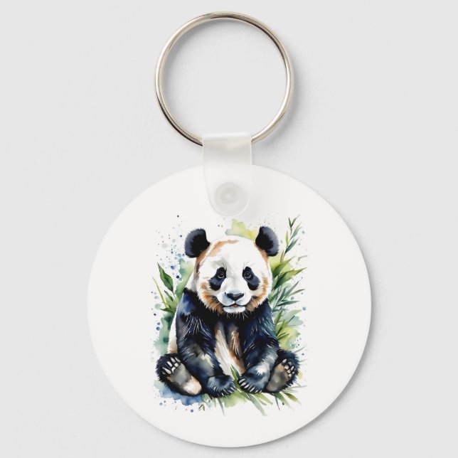 Porte-clés Ours panda aquarelle magnifique  (Recto)