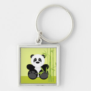 Porte-clés Ours panda en bambou