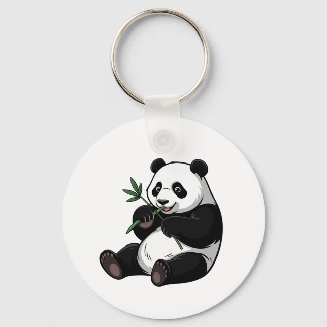 Porte-clés Ours Panda Mignon Branchu Avec Bambou (Recto)