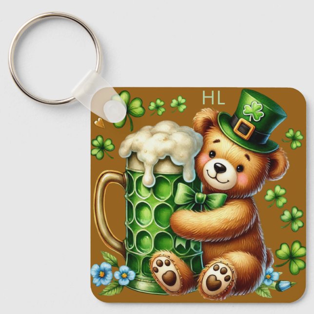Porte-clés Ours personnalisé de la Saint-Patrick (Recto)