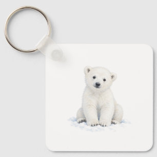 Porte-clés Ours polaire assis dans la neige