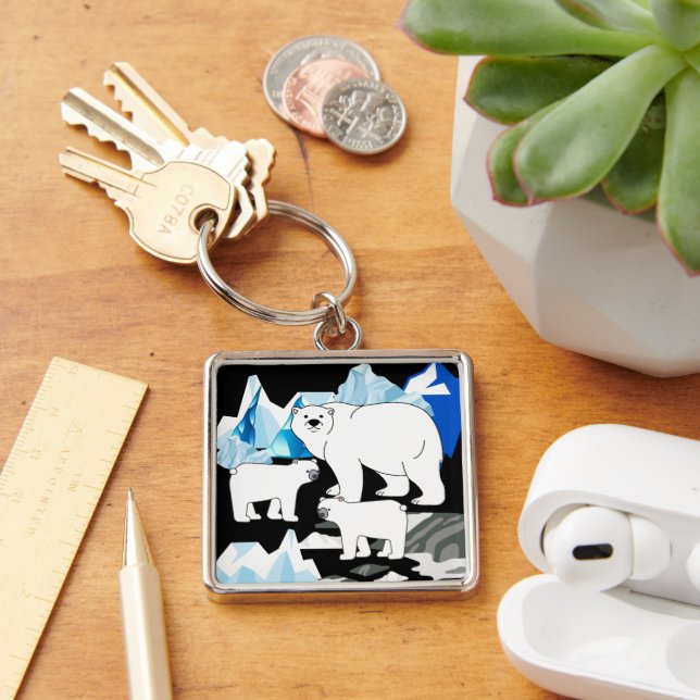 Porte-clés Ours Polaire Et Cubes (Bureau)