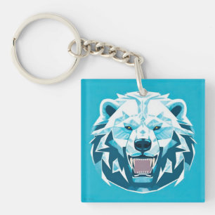 🐻 Porte-clés Ours Polaire Géométrique Arctique Pu
