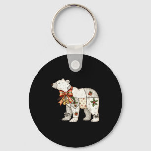 Porte-clés Ours polaire patchwork mignon quilt de Noël
