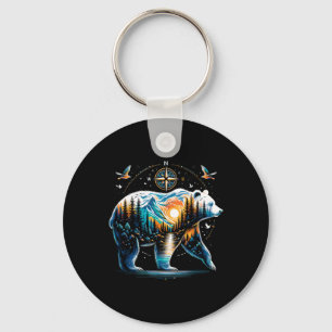 Porte-clés Ours Randonnée Ours Grizzly Camping Campeur