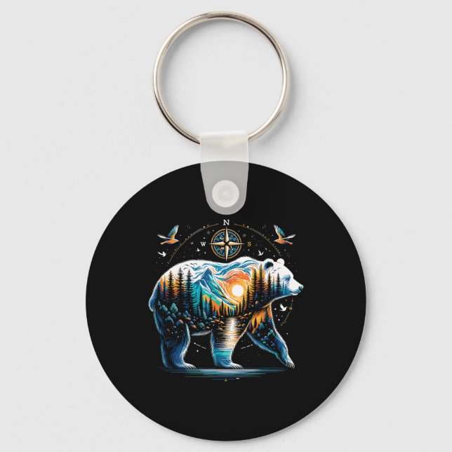 Porte-clés Ours randonnée Ours grizzly Camping campeur  (Recto)